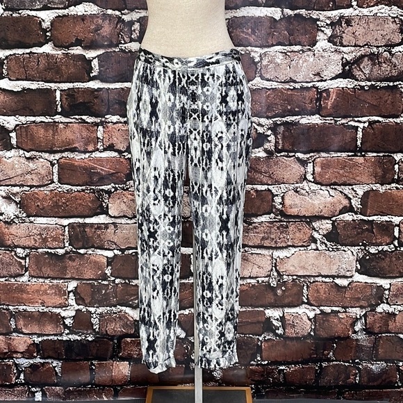 Paige Pants Silver Black Printed Silky Satin Pockets Size Small - Picture 7 of 14